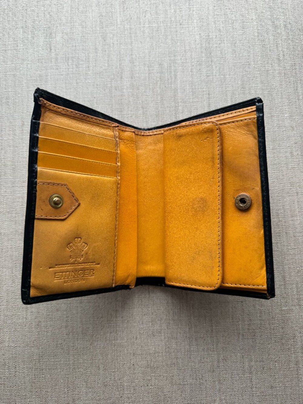 Ettinger Bridle Hide Billfold, 4 C/C & Coin Pouch (Black/London Tan, Made in UK)